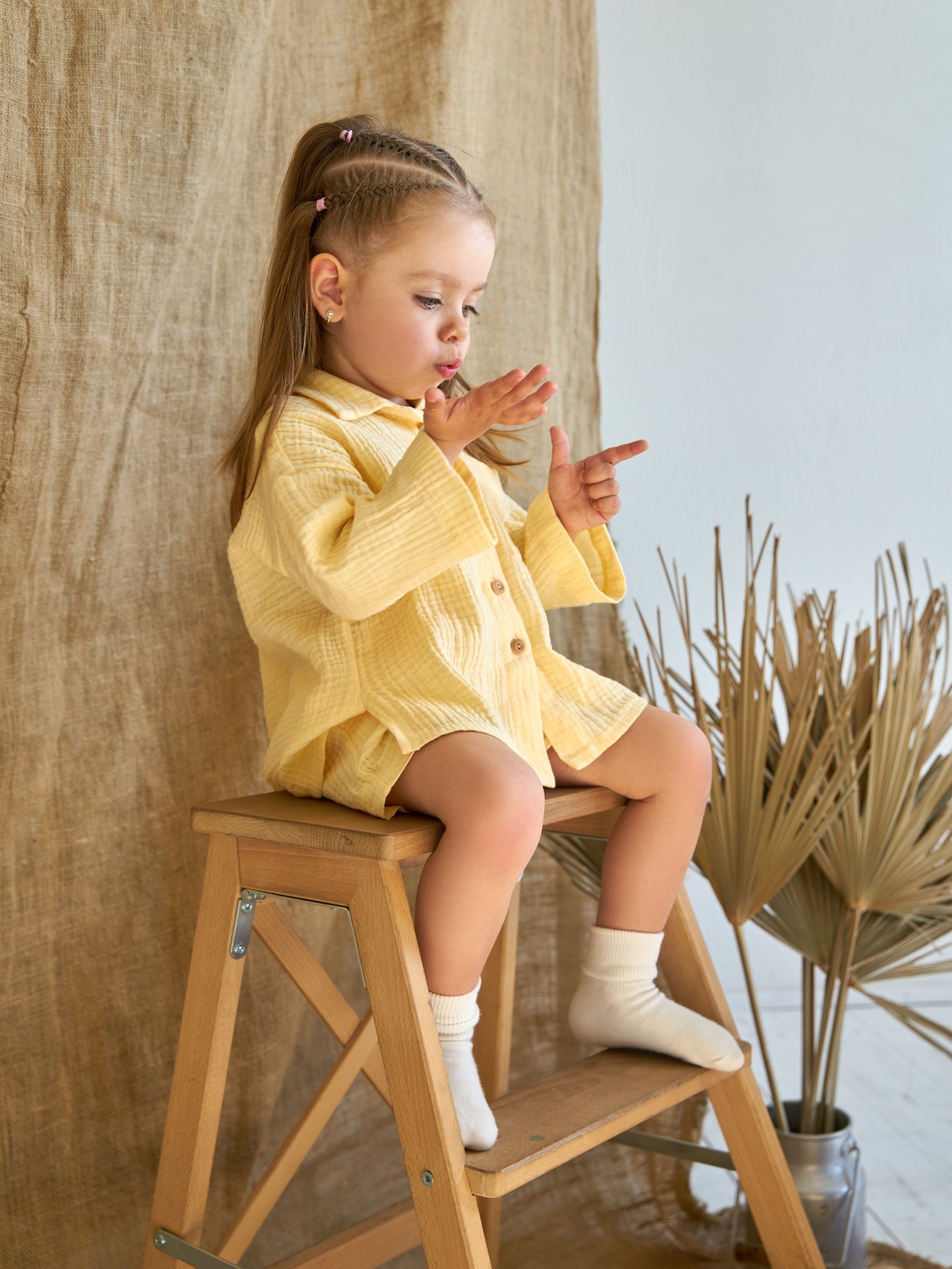 Muslin shirt & shorts Lemon