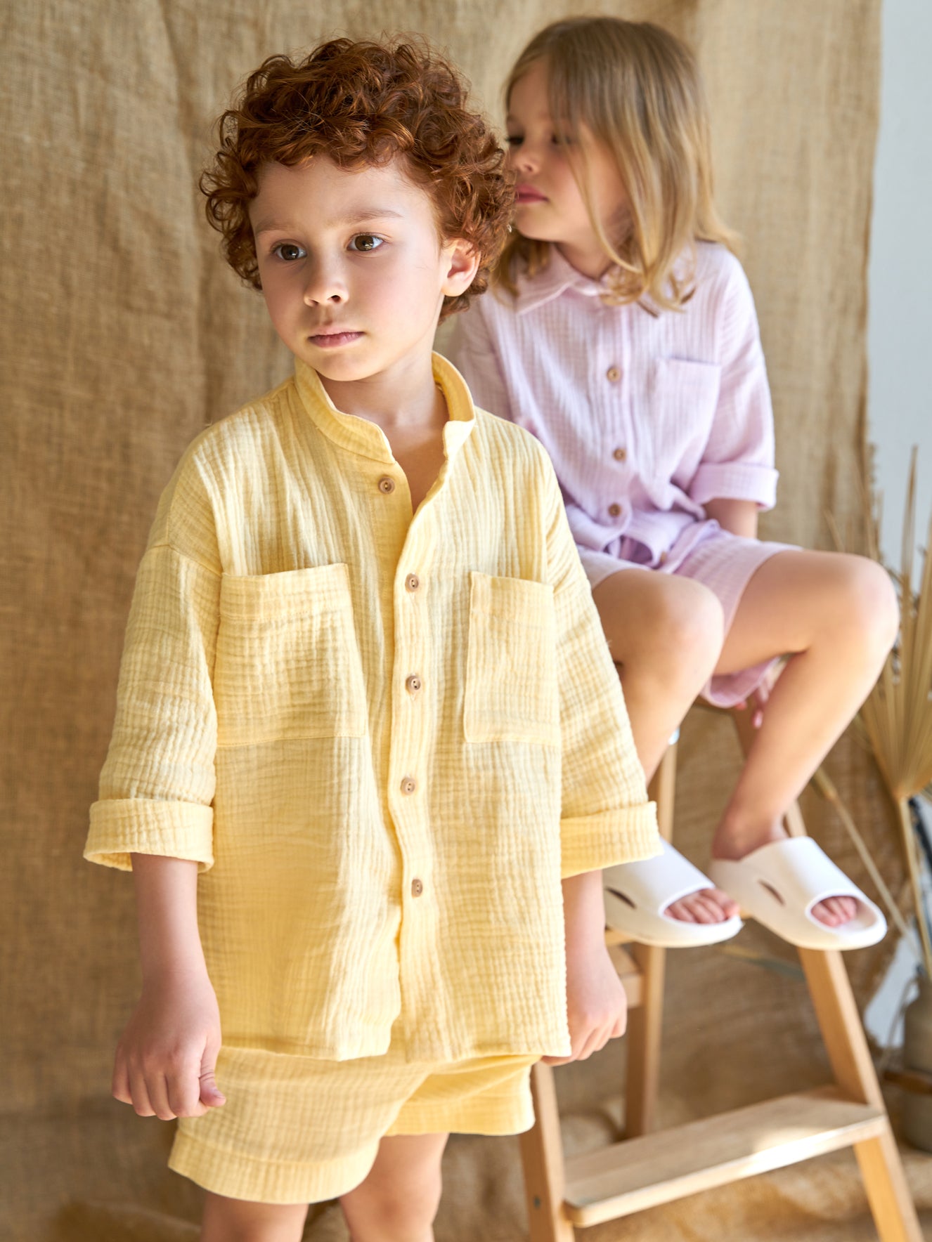Muslin shirt & shorts Lemon