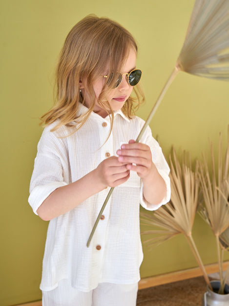 Muslin shirt & shorts White