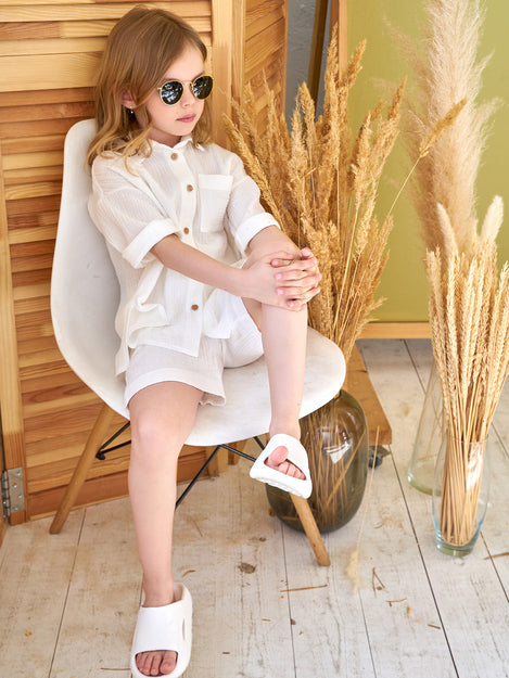 Muslin shirt & shorts White
