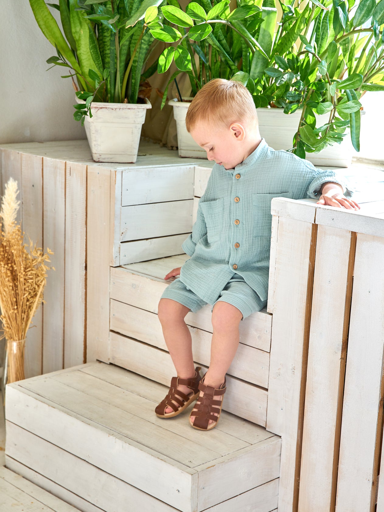 Muslin shirt & shorts Mentol