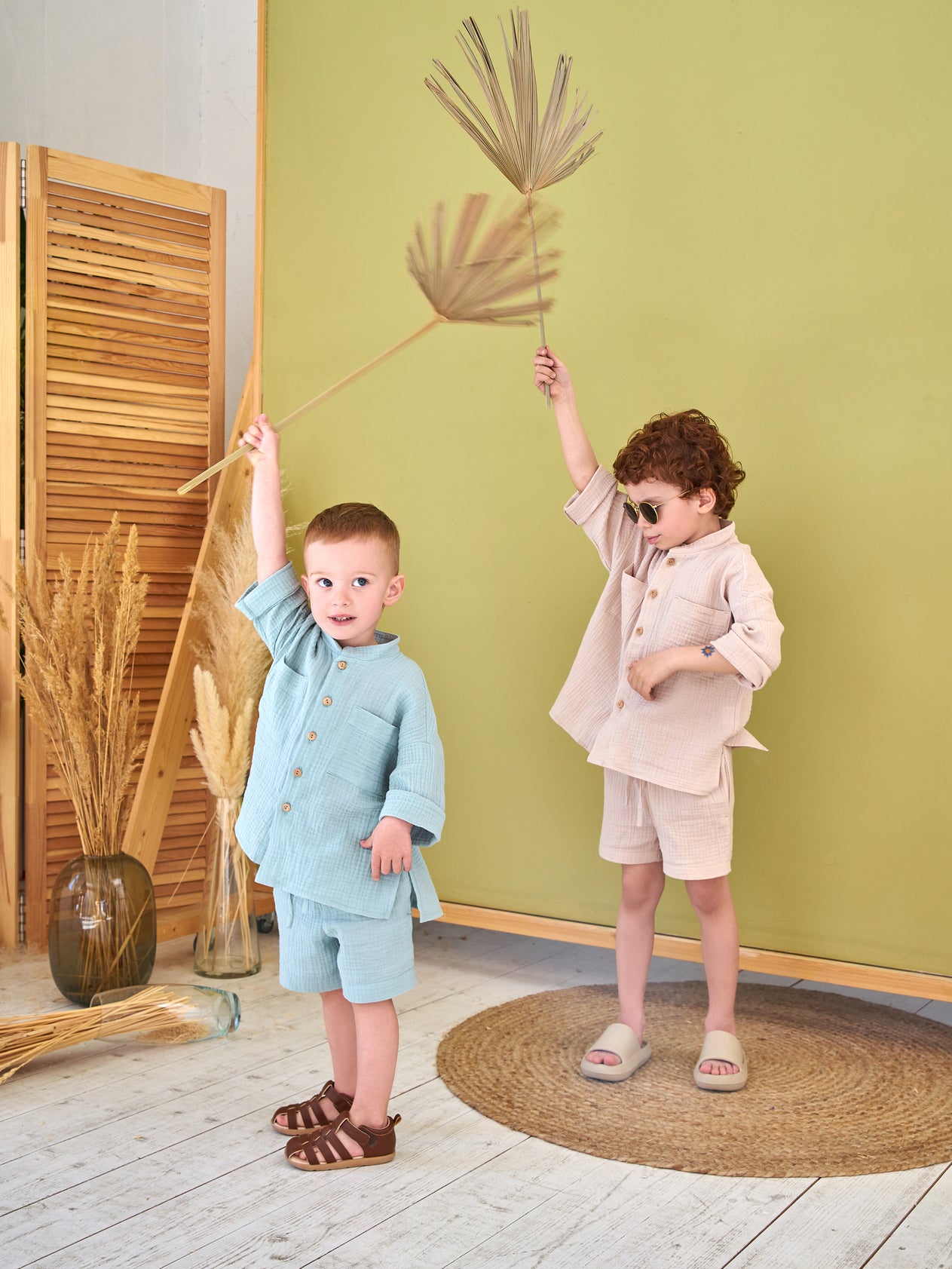 Muslin shirt & shorts Mentol