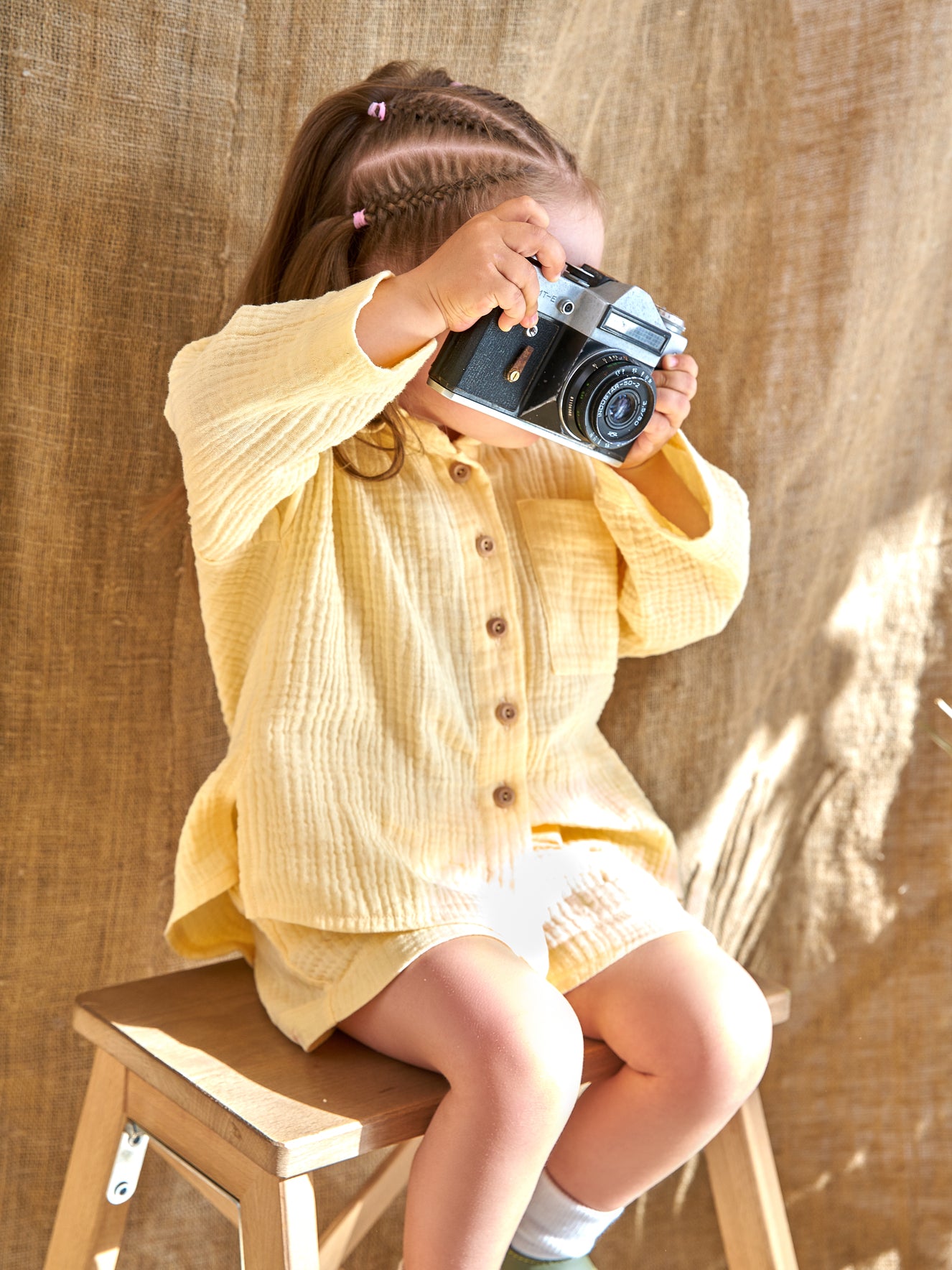 Muslin shirt & shorts Lemon