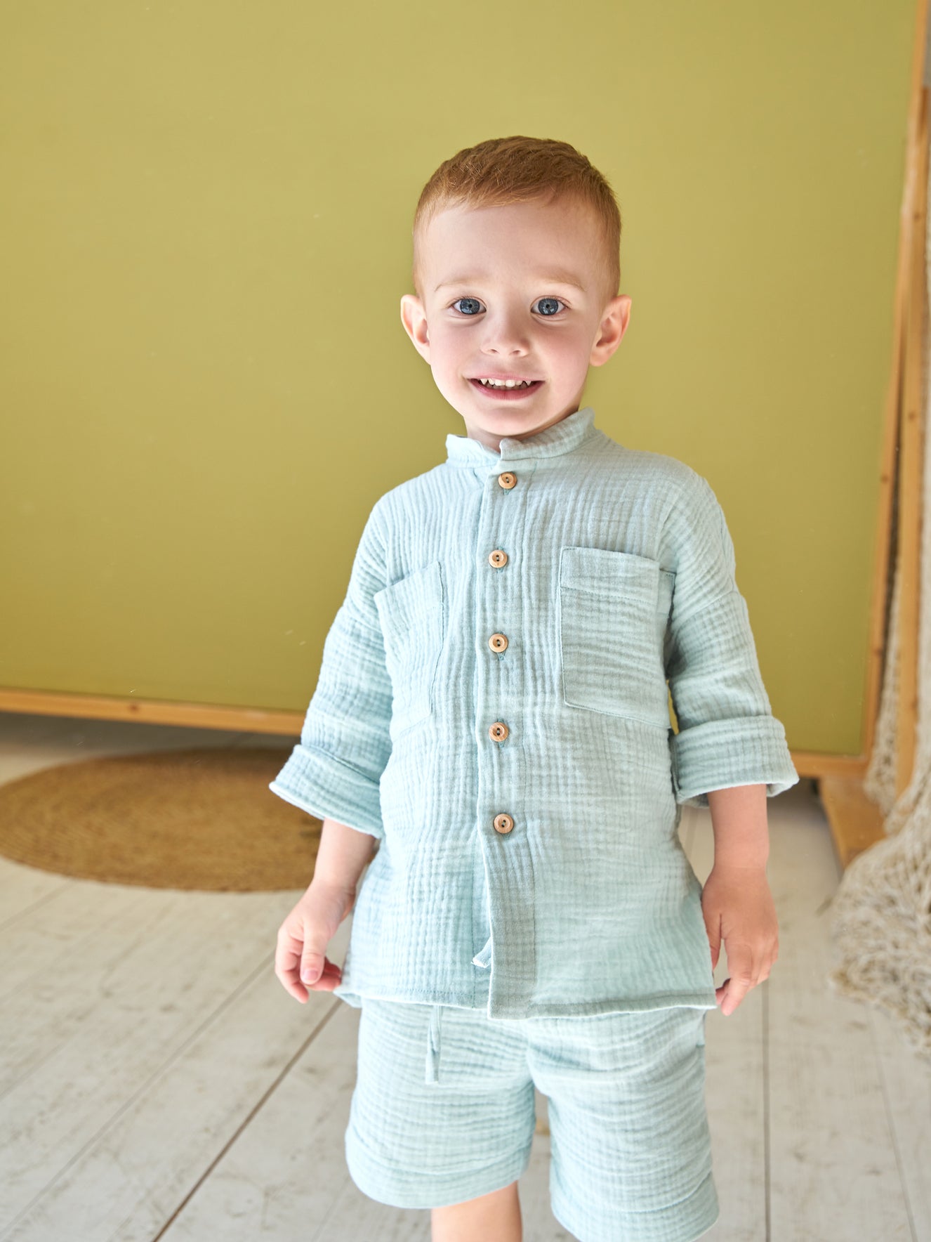 Muslin shirt & shorts Mentol