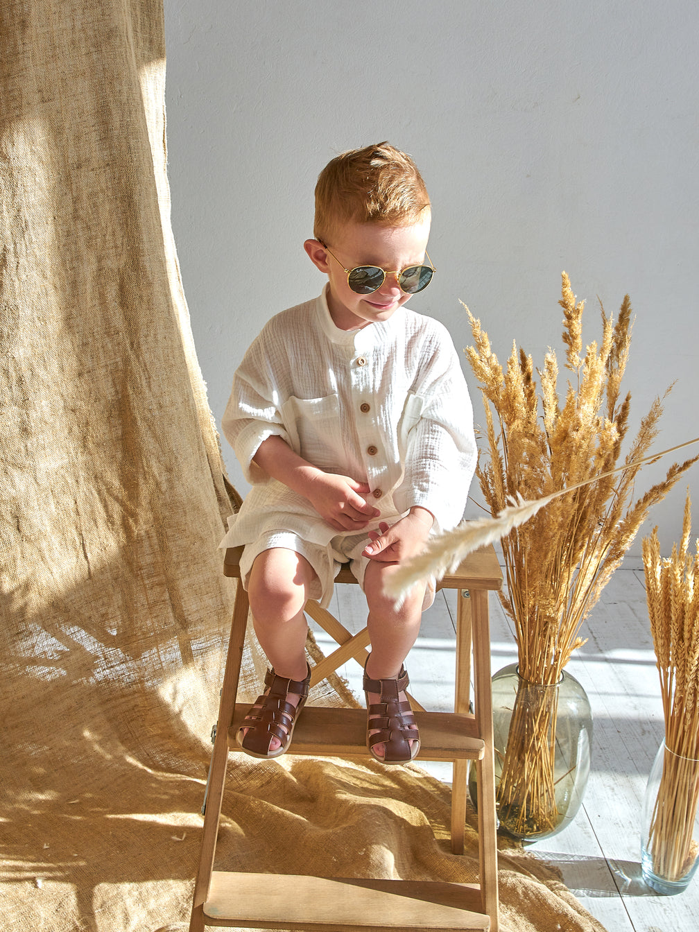 Muslin shirt & shorts White