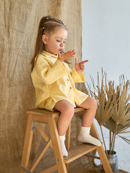 Muslin shirt & shorts Lemon