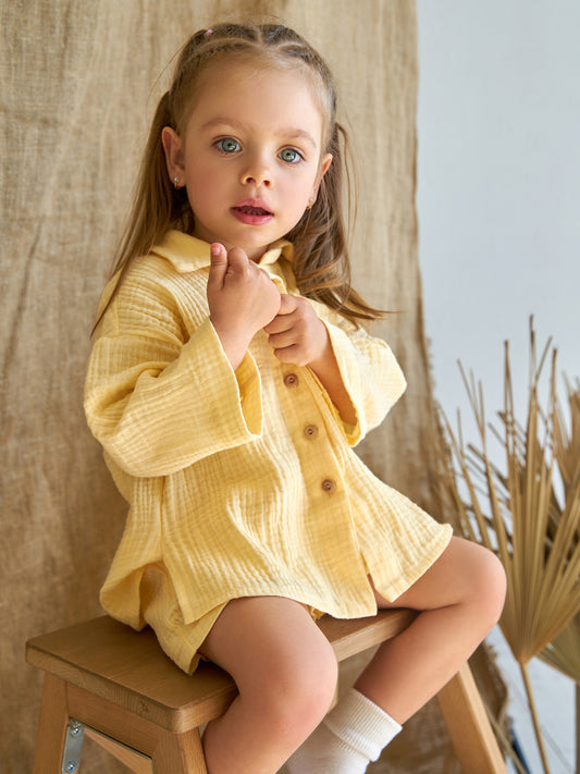 Muslin shirt & shorts Lemon
