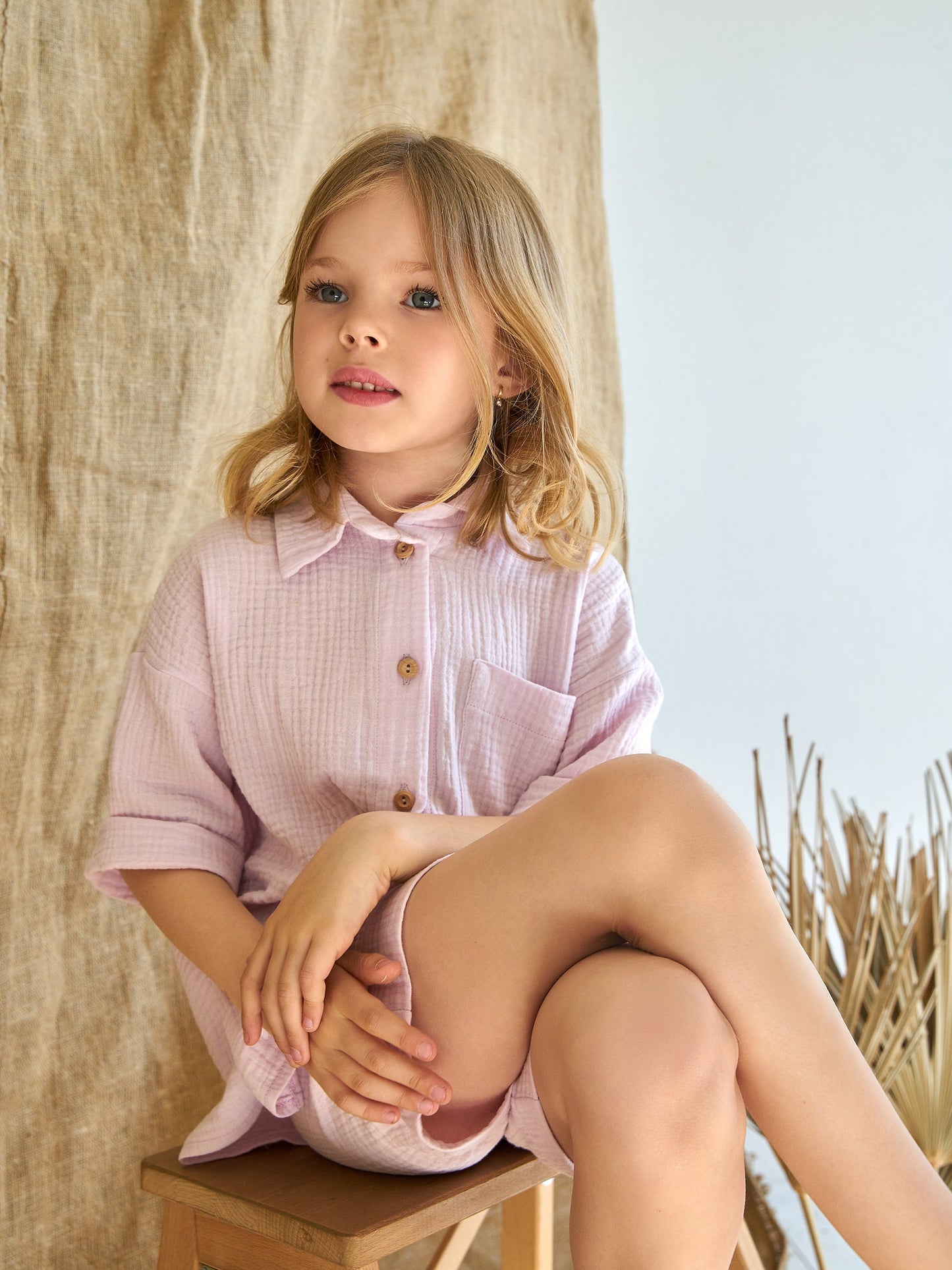 Muslin shirt & shorts Lavander