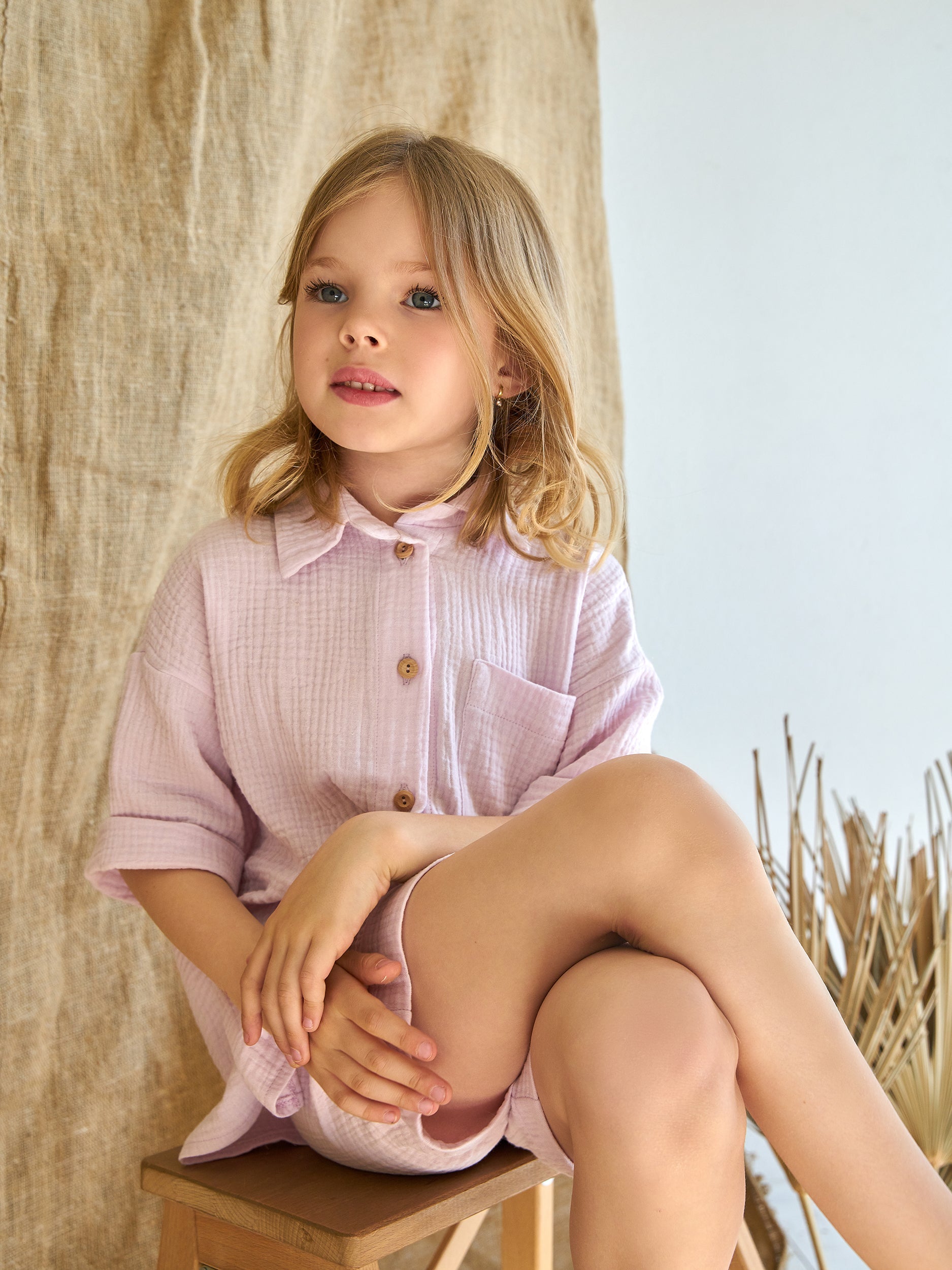 Muslin shirt & shorts Lavander