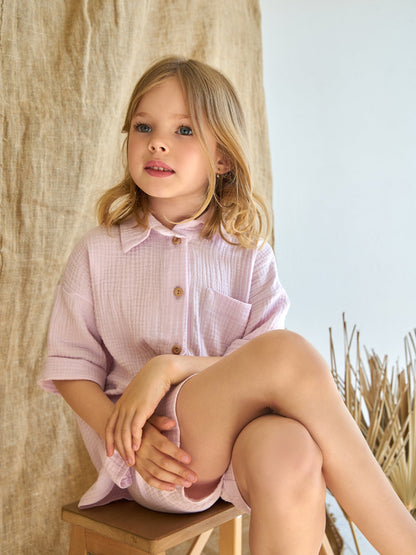 Muslin shirt & shorts Lavander