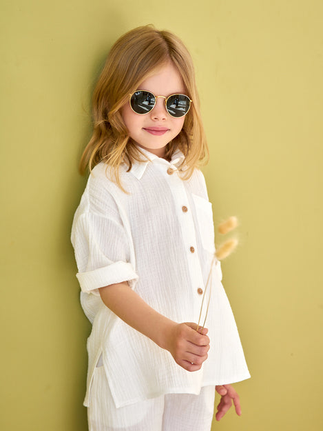 Muslin shirt & shorts White