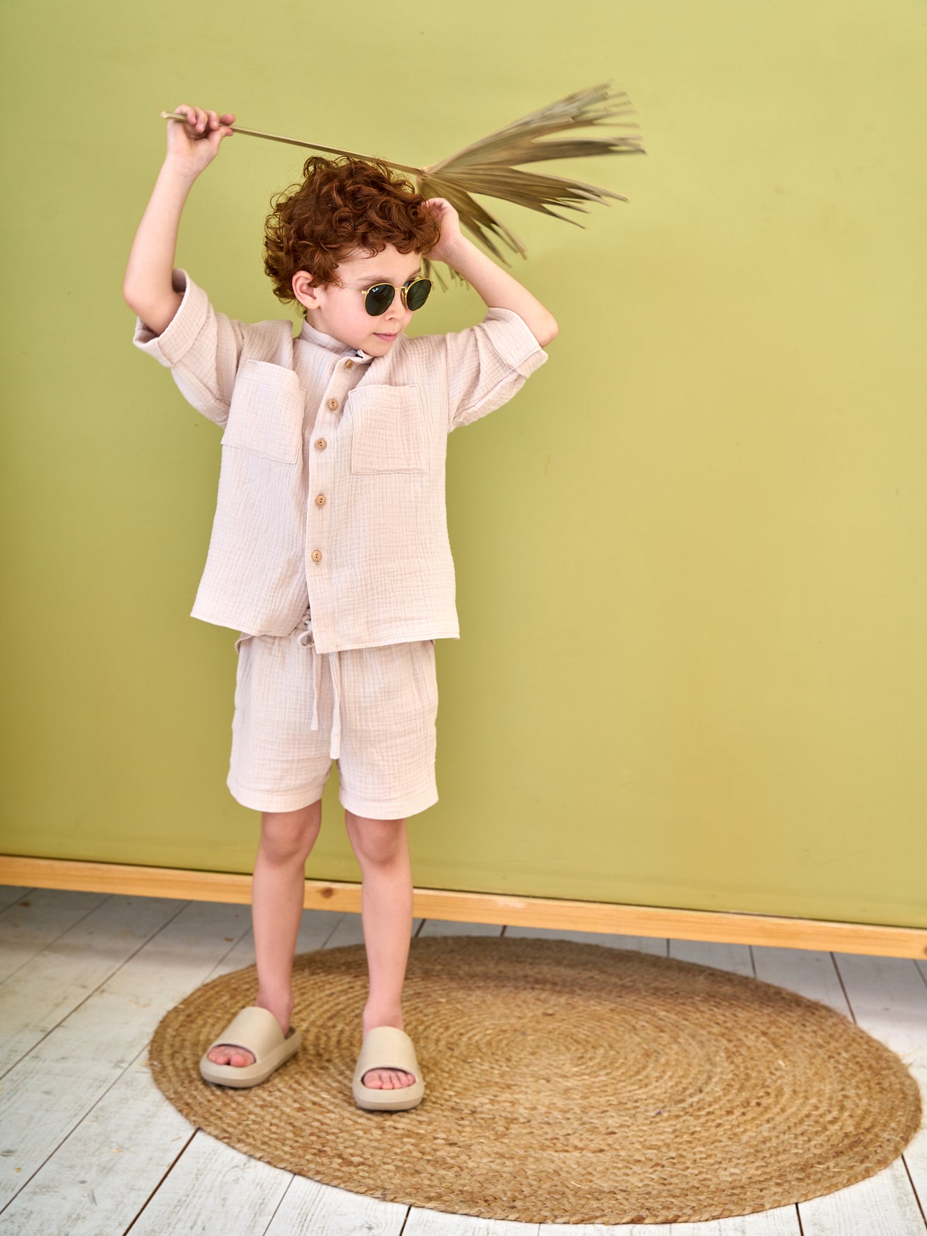 Muslin shirt & shorts Beige